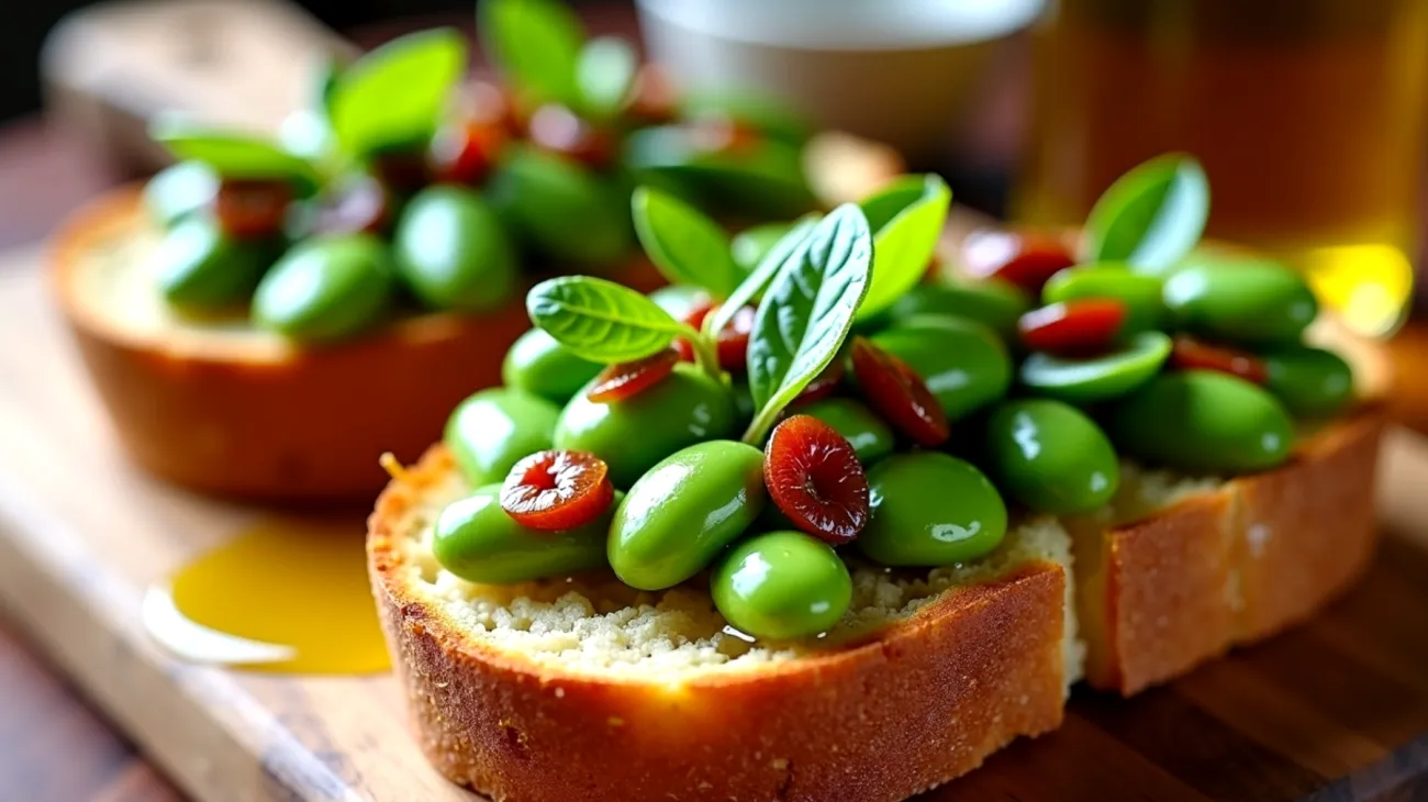 Pane toscano alici fave fresche"