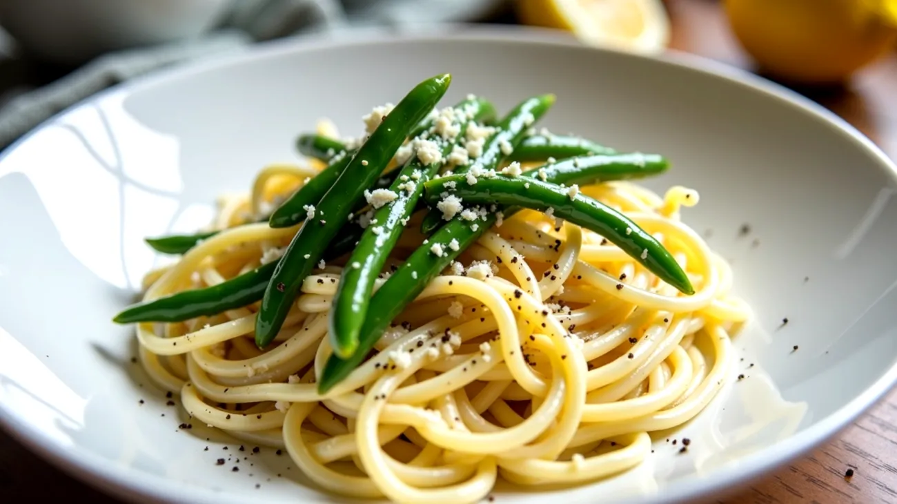 Spaghetti limoni fagiolini croccanti"