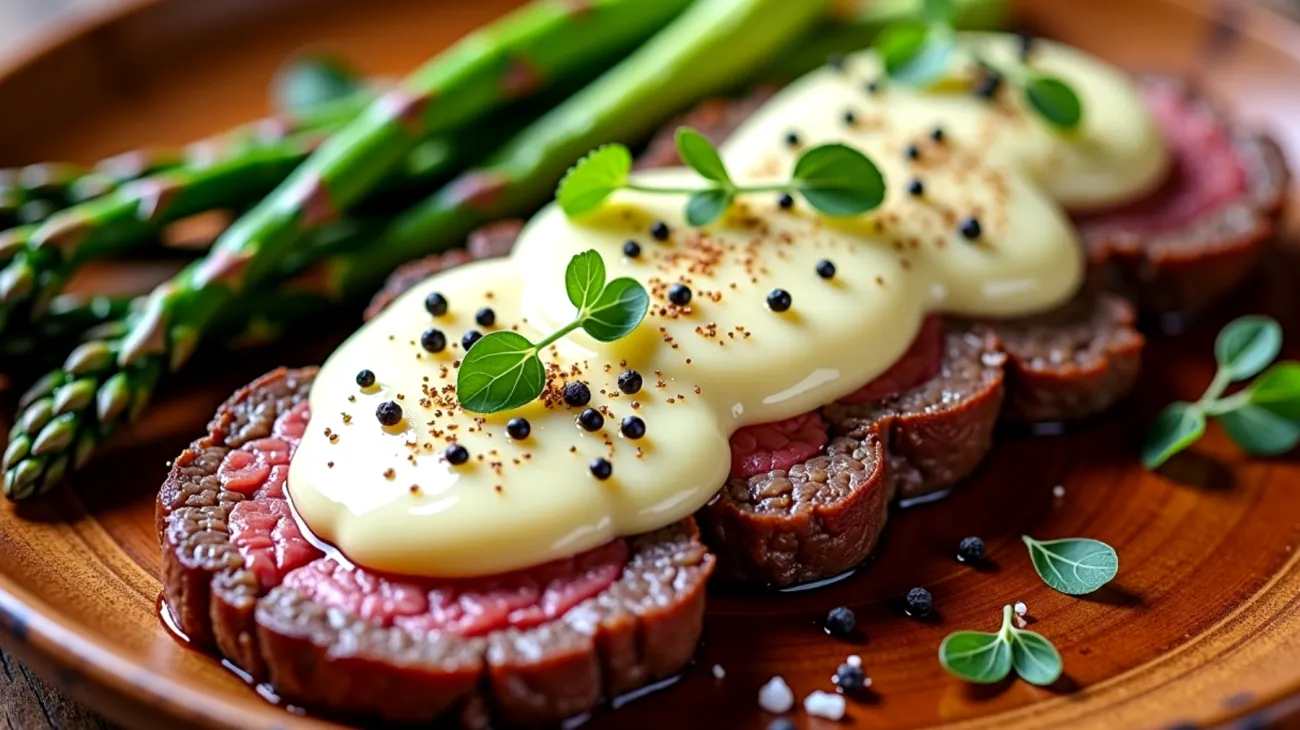 tagliata con robiola asparagi croccanti piatto rustico"
